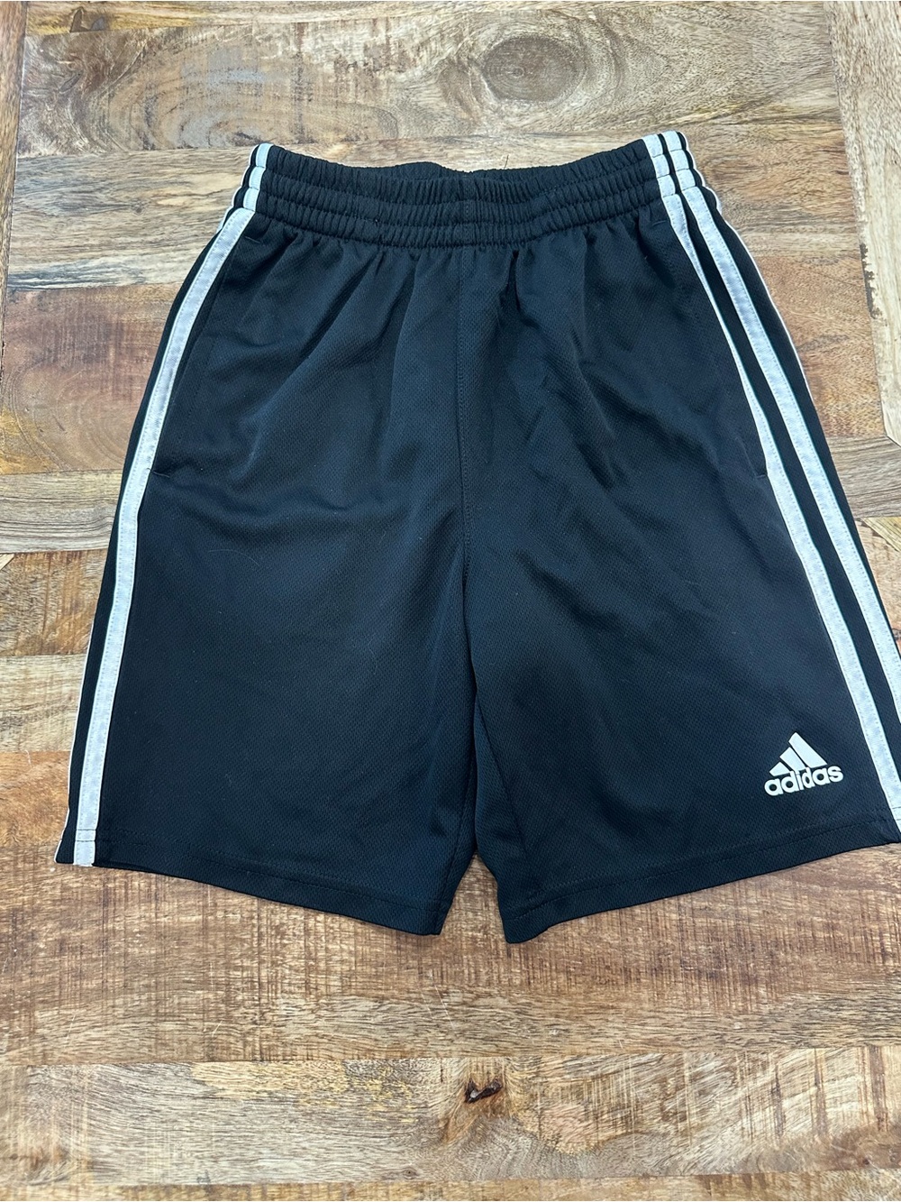 adidas Black Shorts with White Side Stripes - Kids